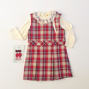 Maeli Rose lace-collar shirt & plaid jumper bundle